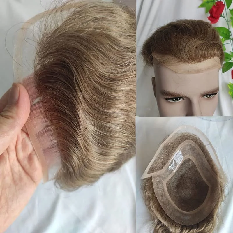 Men Wig Lace Front With Mono Top Male Hair Prosthesis 100% Human Hair 6