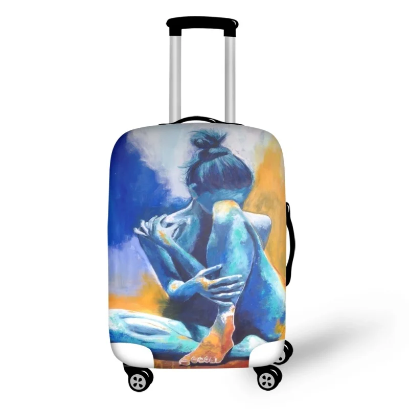 Oil Painting Women Travel Luggage Covers Scratch Resistant Suitcase Protector Cover Durable Trolly Basic Accessory for18-32 Inch