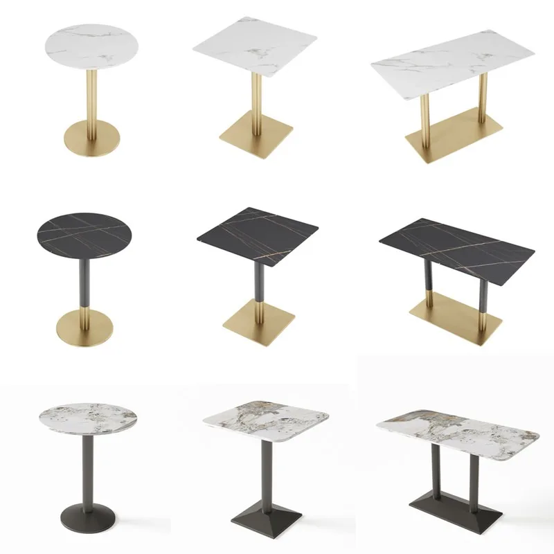 Wholesale Hot-selling Industrial-style Marble Restaurant Tables Chair Hotel Furniture Fast Dining Coffee Tables Metal Legs