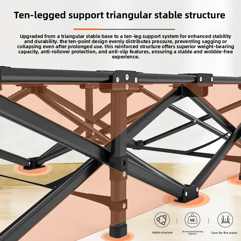 Foldable Bed Single Person Portable Lounge Outdoor Camping Office Napping Bed Perfect Rugged Comfort Guest Bed Foldable Bed