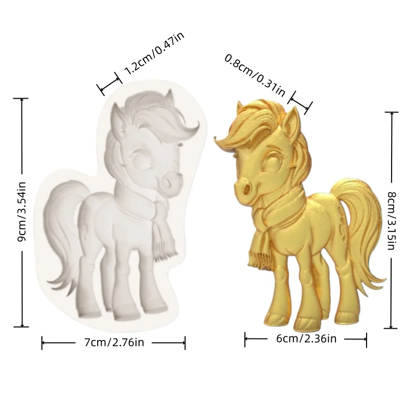 Scarf-Wearing Pony Silicone Mold, Warm and Cute Horse-Shaped Mold, Fondant Chocolate DIY Silicone Mold