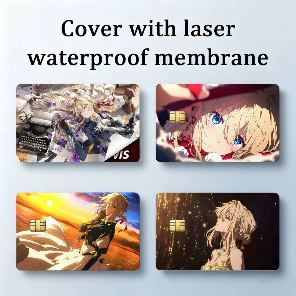 V-Violet Evergarden in the Rain Laser Film Bank Transit Card Skin Sticker 54mmx 85mm With Chip Window