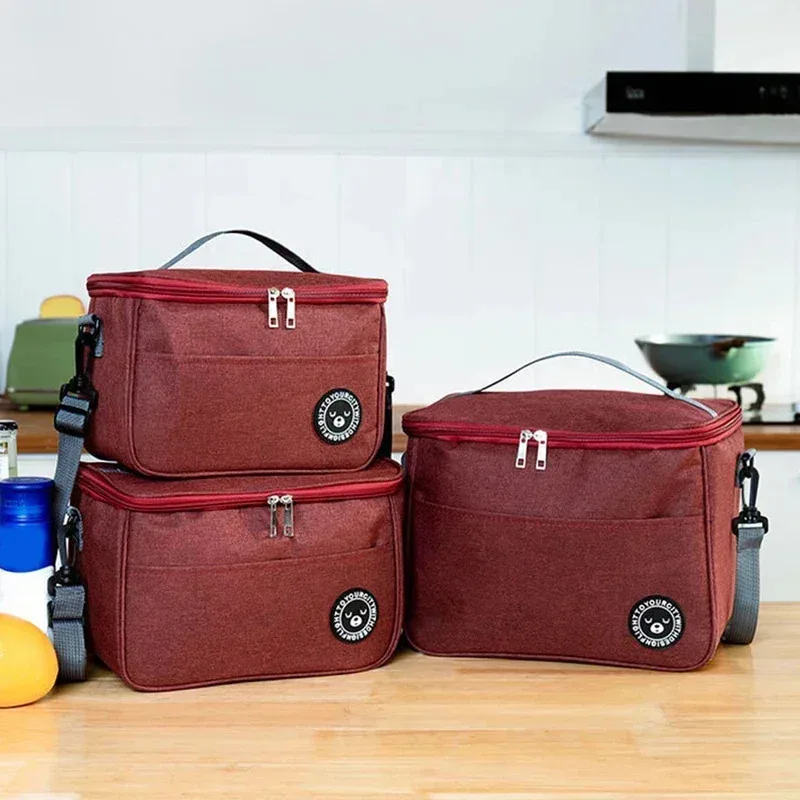 Large capacity insulated tote bag with shoulder straps, lunch bag, student thick waterproof bento bag, picnic bag view 5