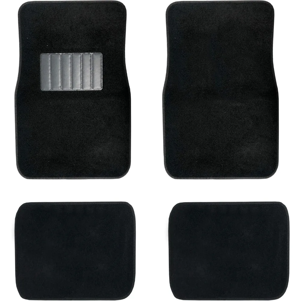 

New Carpet Car Floor Mats 4 Pc Set for Cars Trucks SUVS with Heel Pad -Front and Rear Mats Universal Classic Matching Heel Pad (