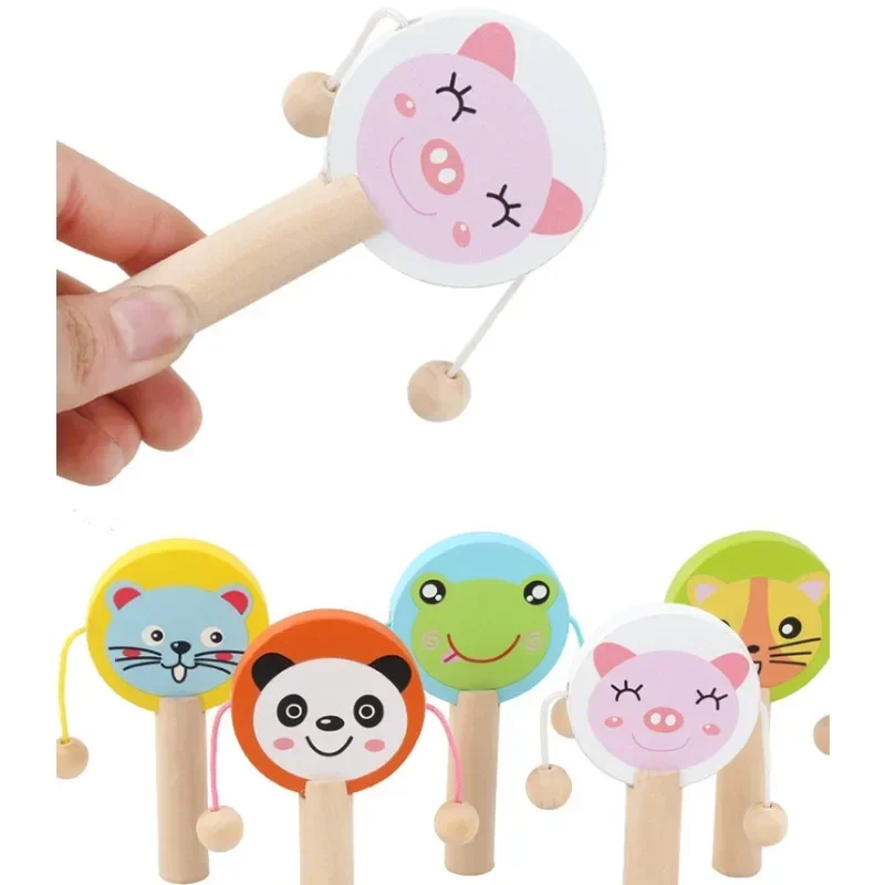 เด็กไม้ Rattle กลองการ์ตูนจับ Clapping Castanets สําหรับเครื่องดนตรีเด็กก่อนวัยเรียนของเล่นเพื่อการศึกษา Early