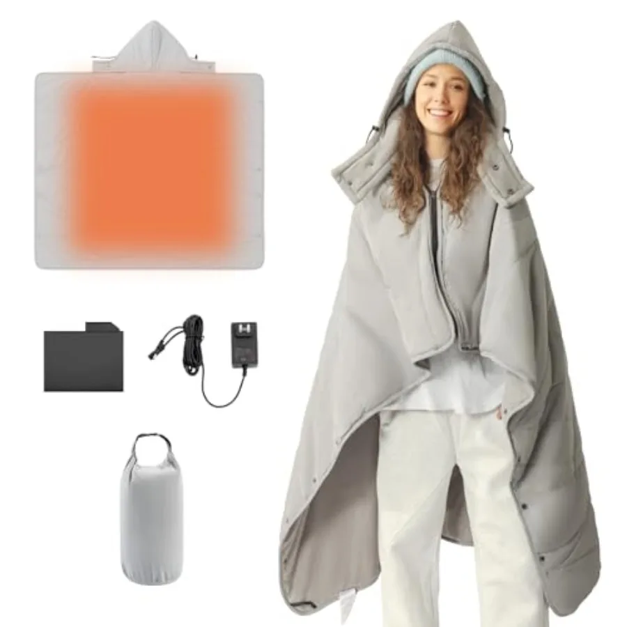 

Heated Blanket Battery Operated Wearable Portable Electric Blanket with Rechargeable Battery 50"x60" Cordless Heated Blanket Wa