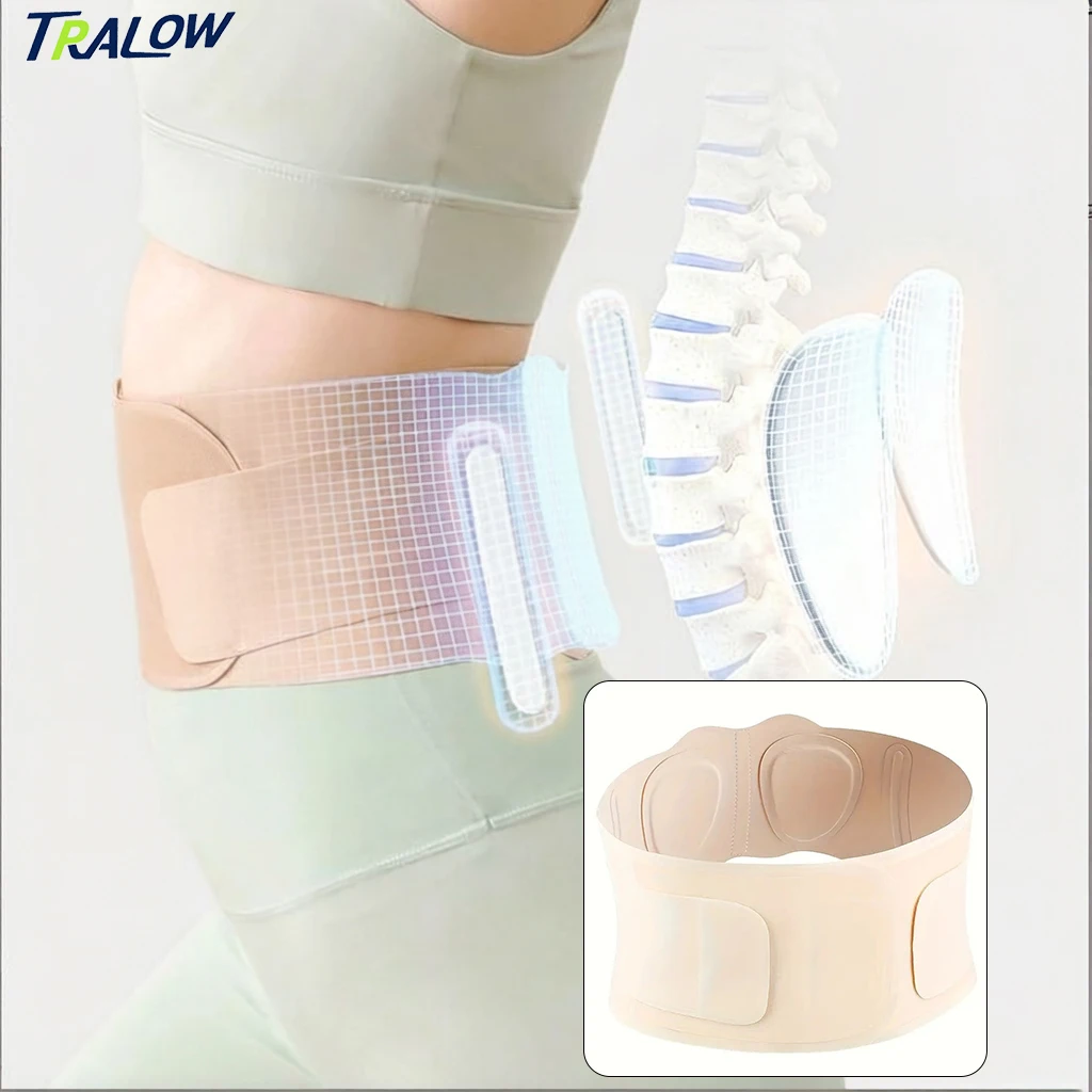 

TRALOW Ultra Thin Adjustable Back Brace Lumbar Support Belt for Workout,Back Brace for Women Men Fitness Sports Pain Relief