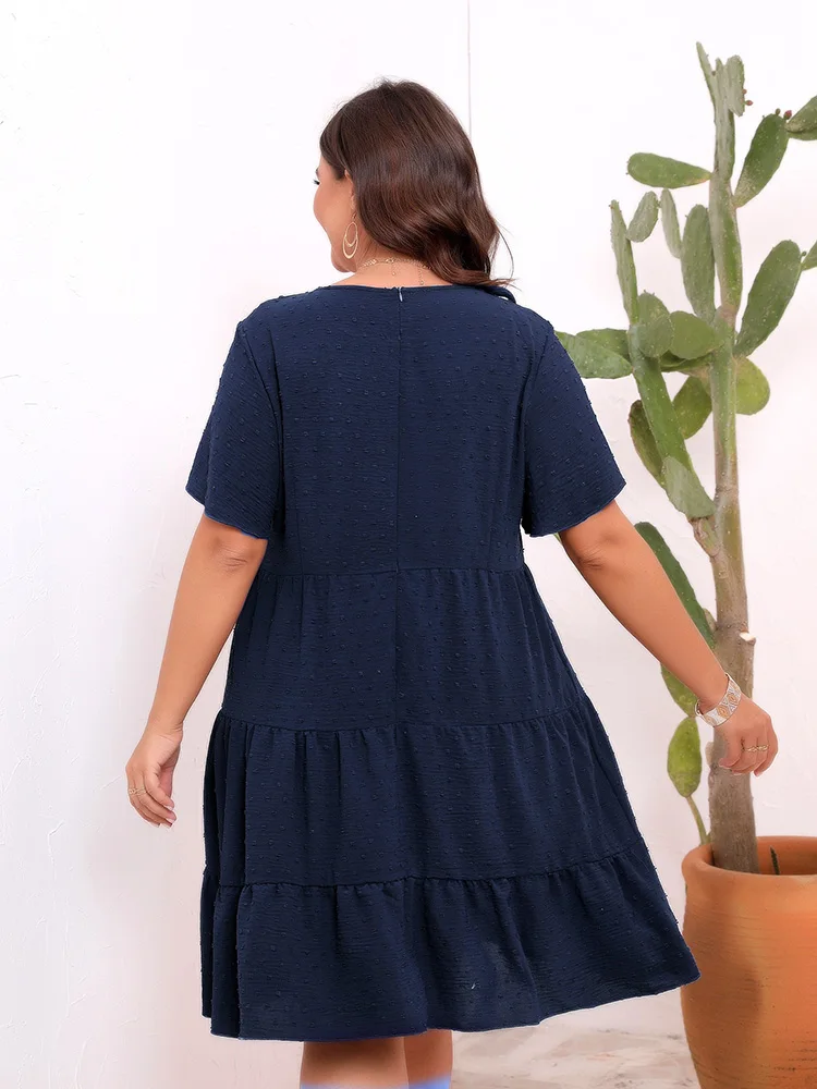 GIBSIE-Vestido corto holgado de talla grande para mujer, minivestido de verano con dobladillo y volantes, cintura alta, estilo bohemio, informal,