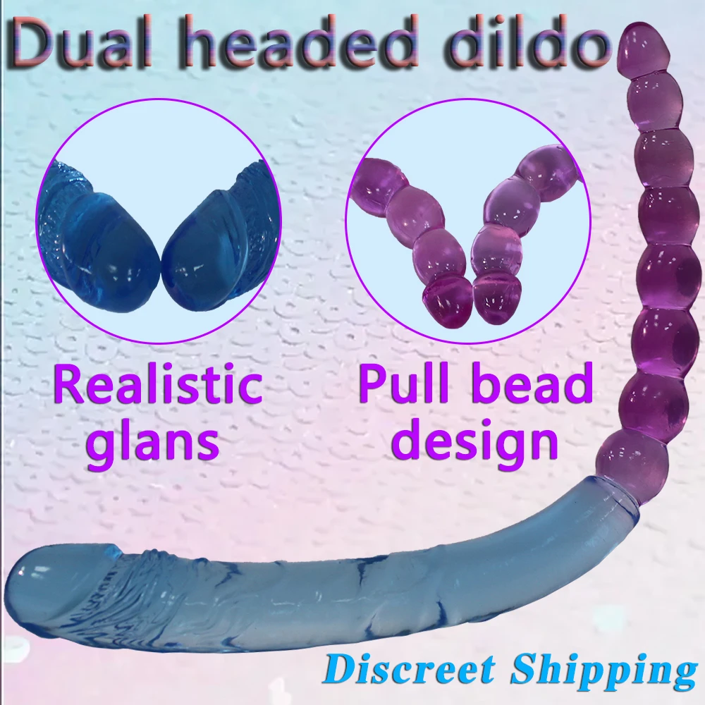 مقاسين من قضبان اصطناعية طويلة برأسين، قضبان اصطناعية كريستالية على الوجهين، لتحفيز الشرج وG-spot، للجنسين