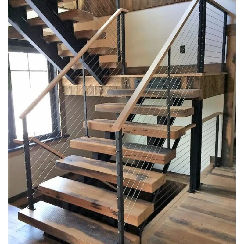 custom.Prima Loft Floating Stairs Simple Lines Staircase Non-depressive Stairs with Solid Wood Steps High-ceiling Apartments