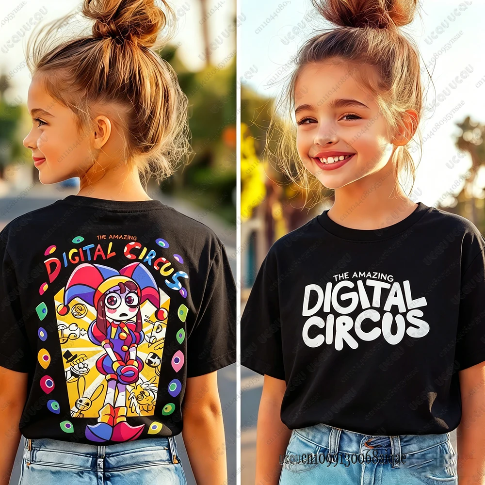 Cartoon Magical Digital Circus Pattern T-shirts For Adult/Kids Summer O-neck Cotton Tshirt Cosplay Clothing Boys Girls Cute Tees