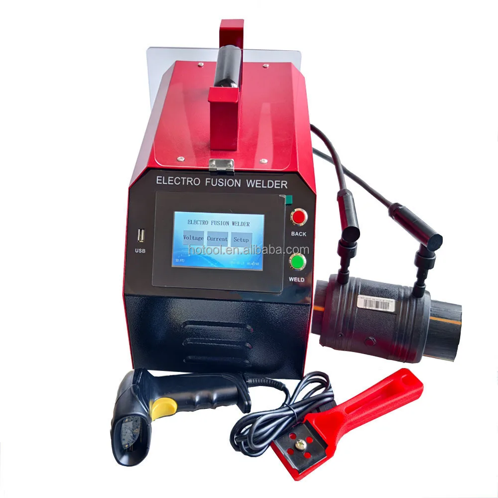 

Hotool 400mm HDPE Electrofusion Welding Machine Thermofusion Machine for Pipe Fitting Welding with Barcode Reader