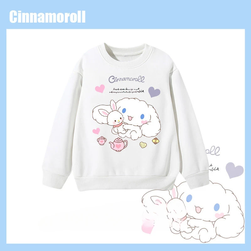 Children's Clothing Cute Cinnamoroll hoodies Cartoon Anime Peripheral Boys and Girls Round Neck Pullover in Spring and Autumn