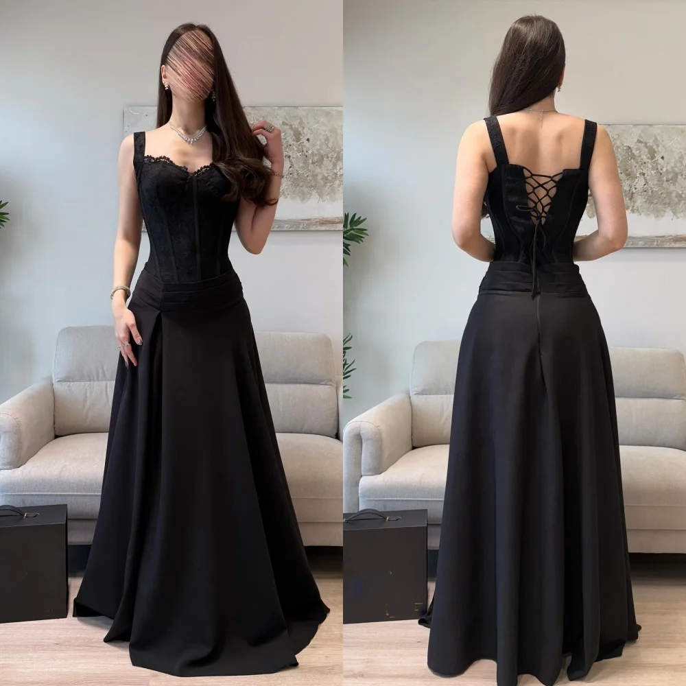

Customized Modern Style Sexy Jersey Lace Pleat A-line V-neck Long Dresses Bespoke Occasion Dresses Sizes Available High Quality