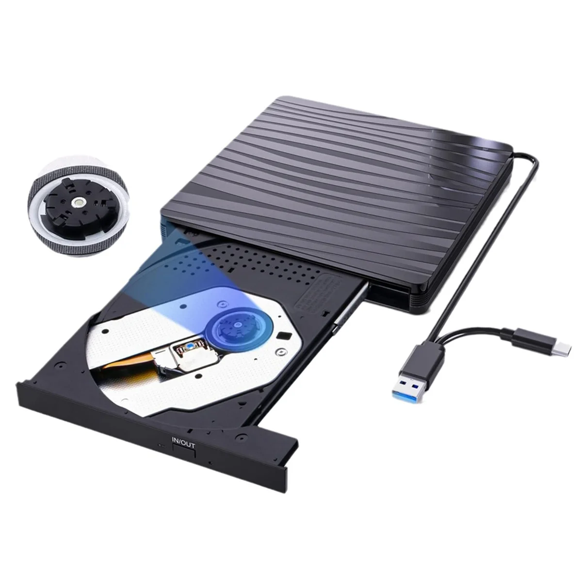 

T633C- External CD/DVD Drive for Laptop, USB 3.0 & Type-C Portable CD DVD +/-RW Burner Optical Drive Reader Writer DVD Player