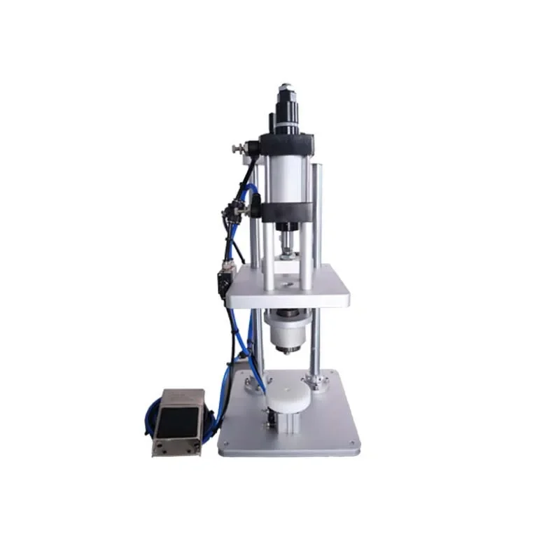 

Foot-operated nasal spray perfume aluminum cover sealing middle cover machine, small pneumatic glass