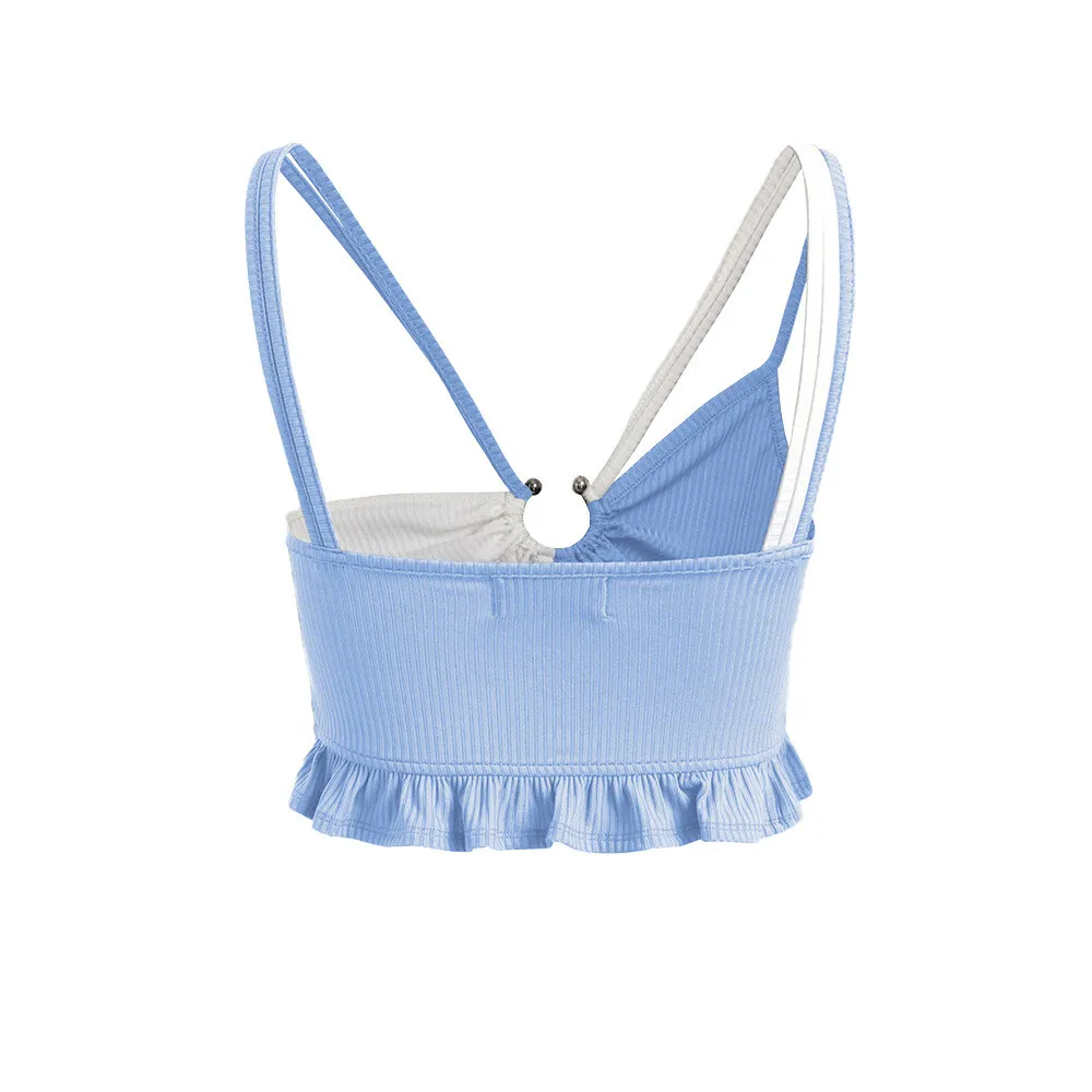 

Y2K Sle женский облегающий укороченный топ на бретелях однотонный трансграничный сезон весна-лето Faion женский irt