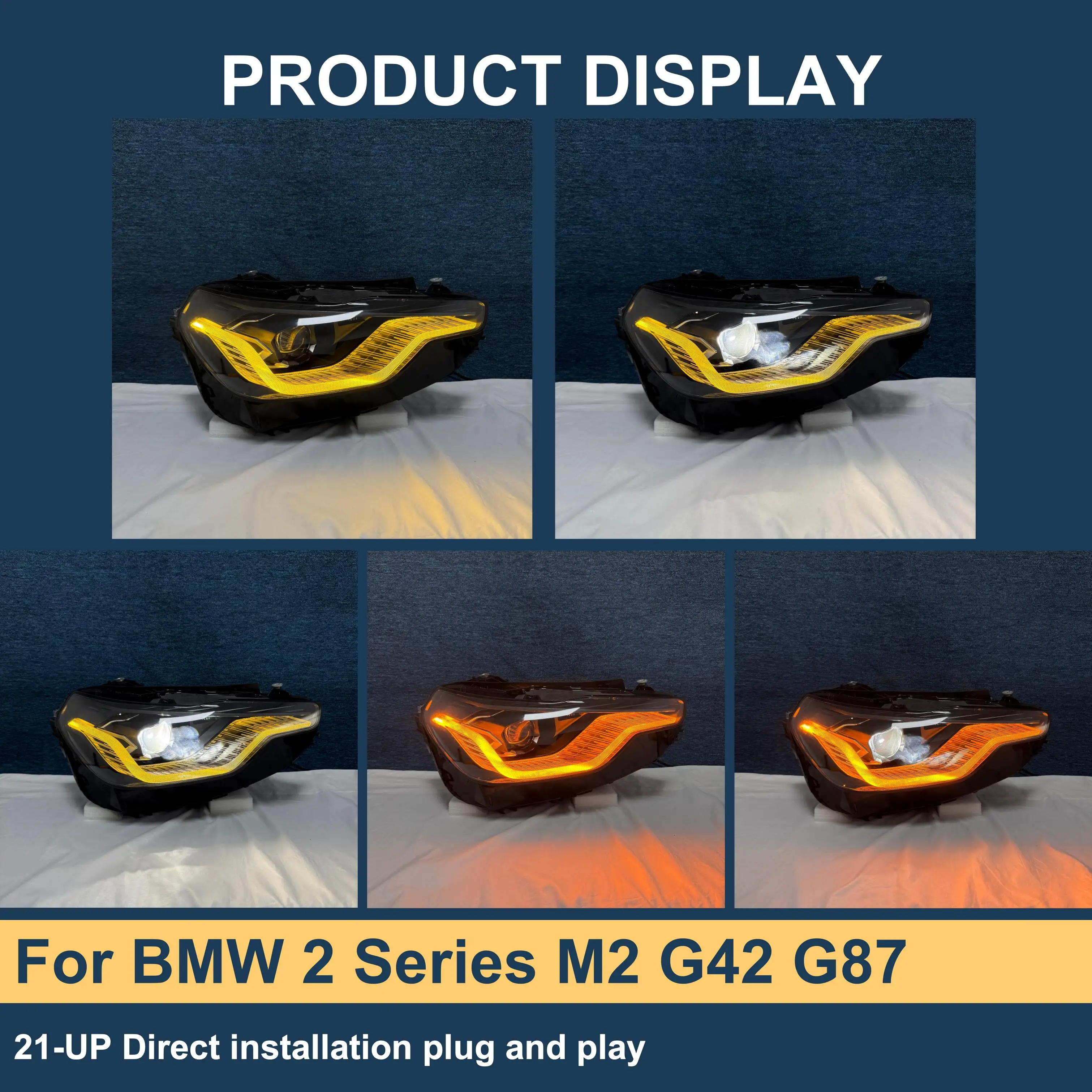 J ONE Vehicle Parts Yellow White Switch Via Highbeam Headlight For BMW 2 Series M2 G42 G87 2021-UP Car Headlights Led