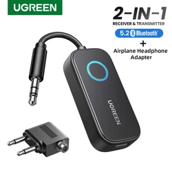 UGREEN 비행기 Bluetooth 송신기 수신기 2-in-1 무선 Bluetooth 어댑터-비행, TV의 모든 3.5MM 잭과 함께 사용