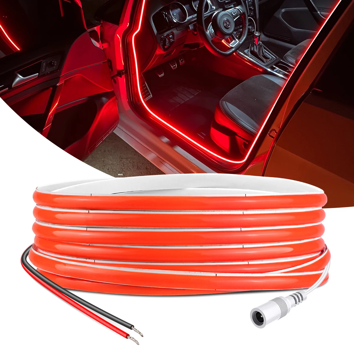 5mm DC12V LED Car Interior Ambient Strip Lights Atmosphere Decorative Lamps Lighting COB LED Strip 1M 2M 3M 5M