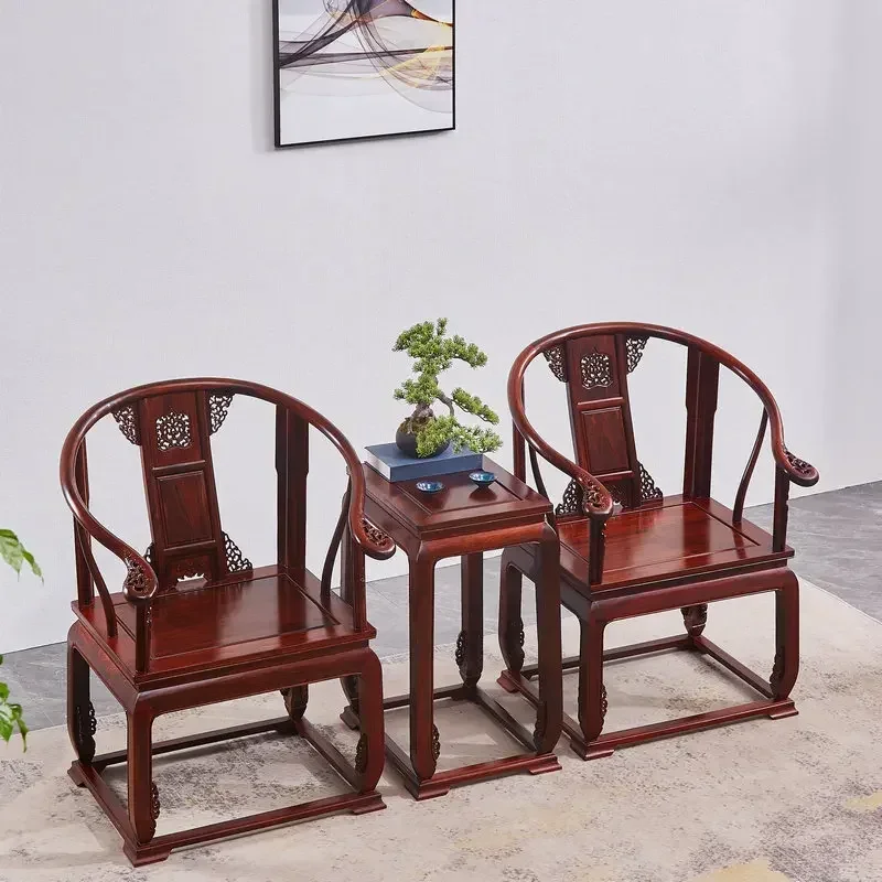 Retro chair East African rosewood palace chair three-piece mahogany chair East African rosewood casual classical solid wood