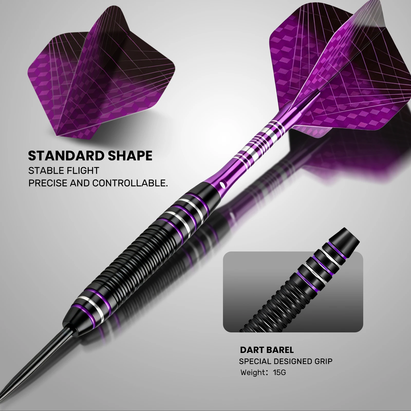 3-Pack of 20g Hard Darts with Textured Grip and Standard Tail Fins, Comes with a Storage Case, Suitable for Professional Competitions, Training, and Home Entertainment, the Preferred Choice for Professional Players and Dart Enthusiasts, a Great Gift for Birthdays and Christmas