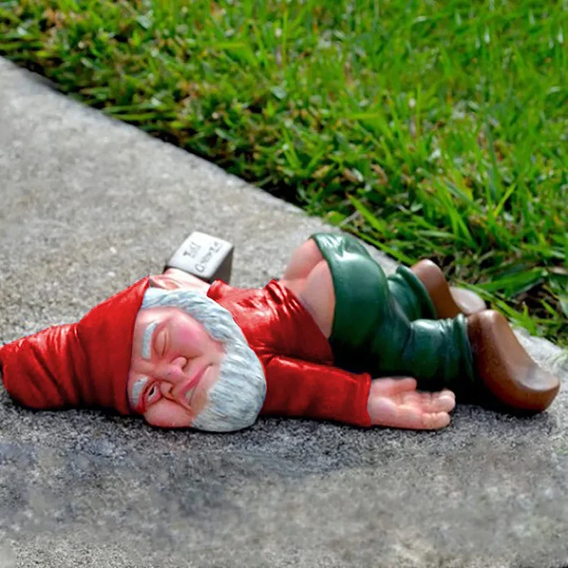 Garden Gnome Drunk Dwarf Statues Decoration Creative Drunk Patio Statue Gnome Garden Resin Sculpture Yard Decor Decoration U9L1