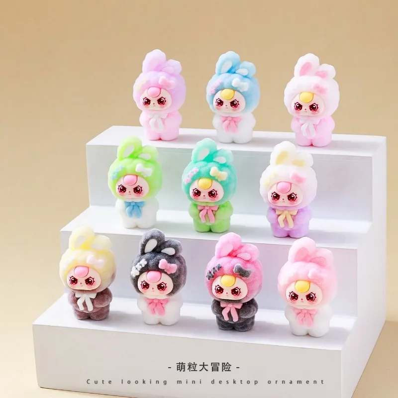 

10Pcs Cute Flocking Baby Three Ornaments Cartoon Anime Action Figure Mini Doll Ornament Desktop Decoration Car Ornament Gifts