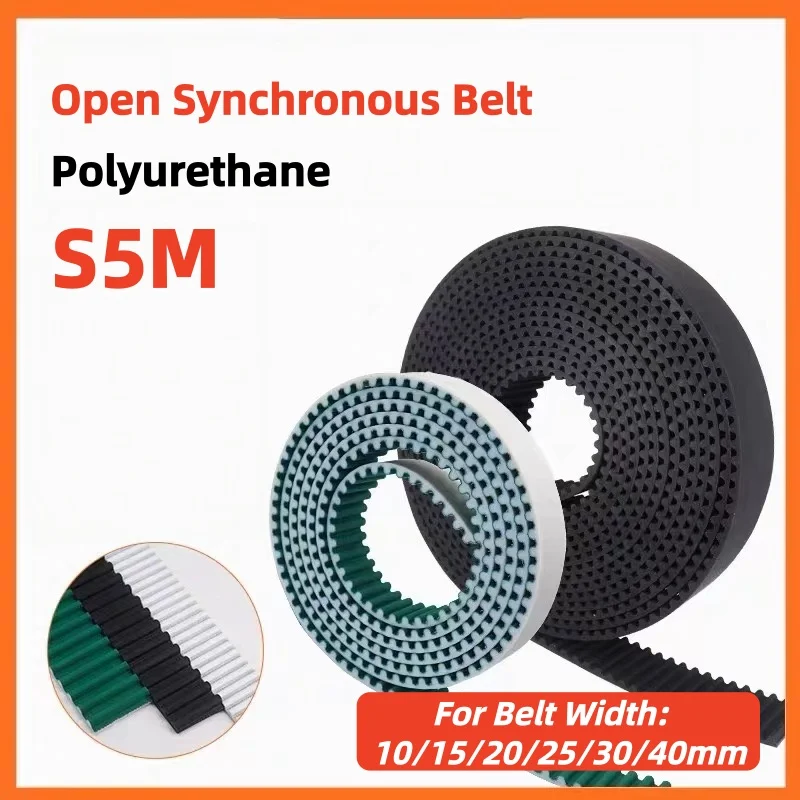 S5M PU Open Belt 3 Colors Polyurethane Timing Belt Width 10-40mm Synchronous Transmission Belt For 3D Printers
