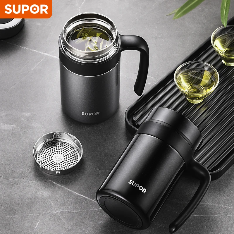 SUPOR Stainless Steel Insulated Cup Vacuum Thermal Mug Tumbler Coffee Mug Beer Cup with Handle Double Wall Office Vacuum Flasks