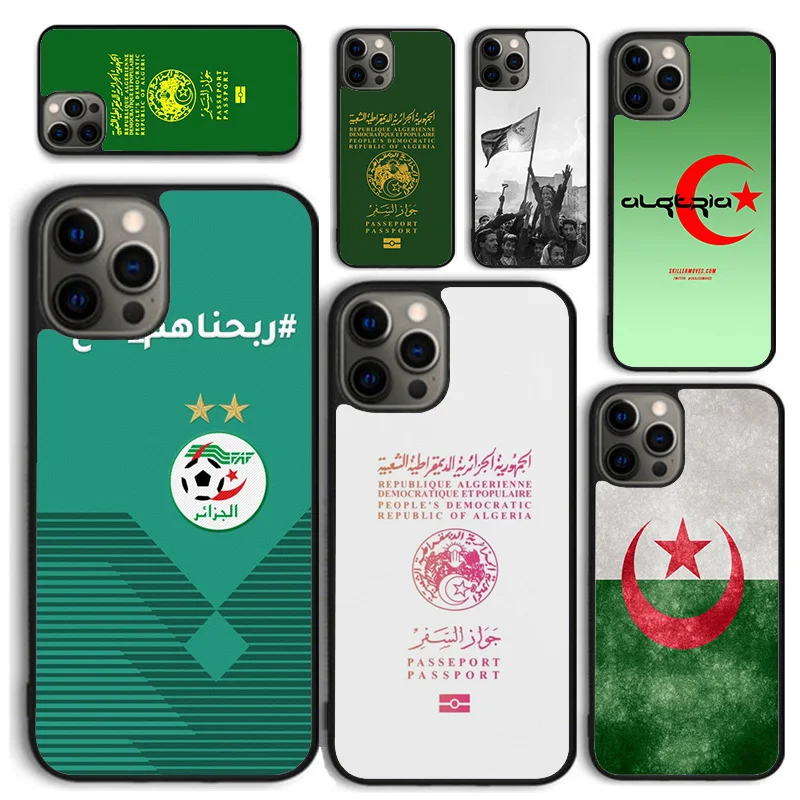 Algerian Passport Flag Phone Case for iPhone 16 15 14 12 13 mini PLUS X XS XR 11 PRO MAX Back Cover Fundas Shell