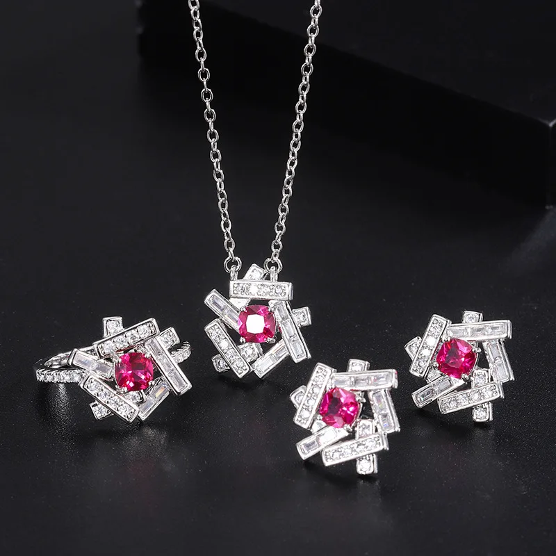 

Red Corundum Gemstone Adjustable Open Ring Exquisite Qixi Festival Birthday Gift Necklace Pendant New Jewelry