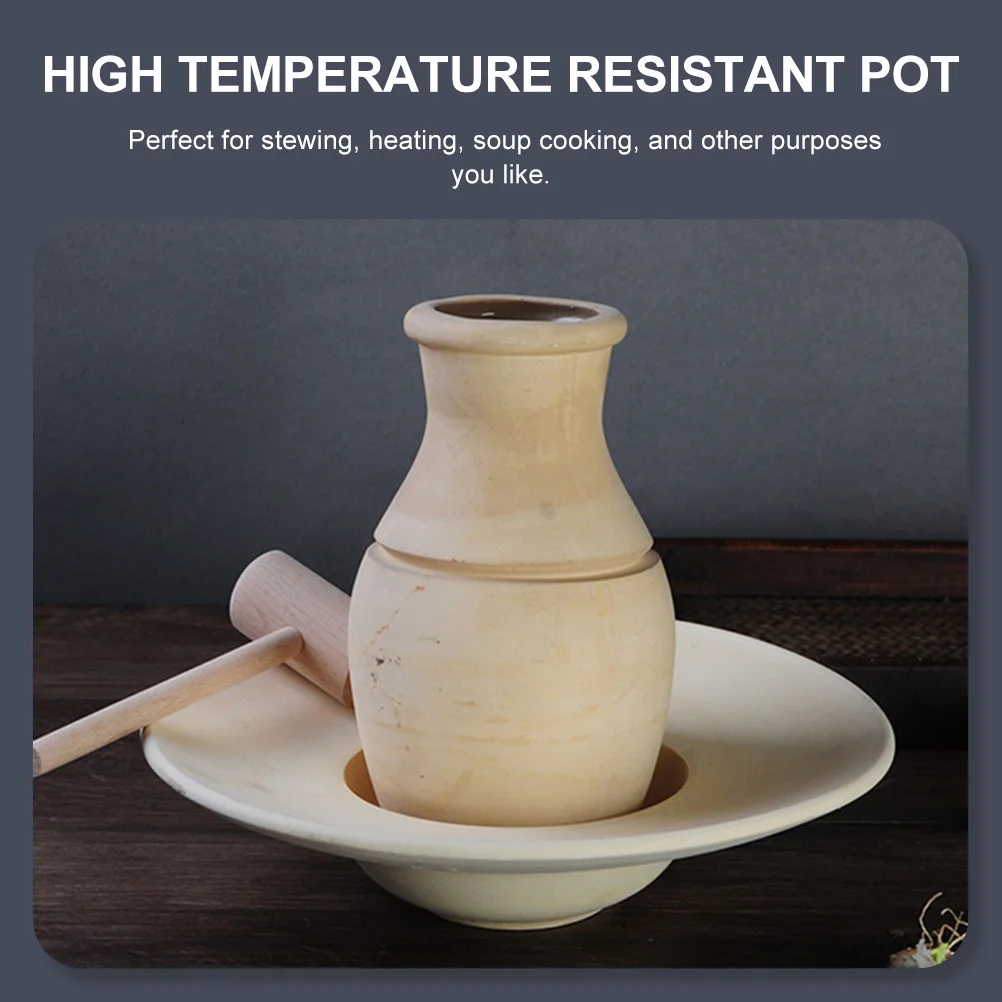 

1 Set Of Exquisite Ceramic Stew Outdoor Camping Stove Cooking Pot Charcoal Stockpot Lightweight Portable Soup Pot For Picnic