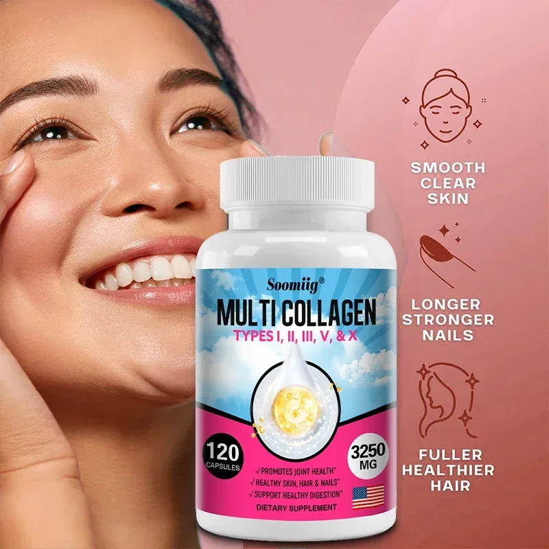 Multiple Collagen - Types I, II, III, V, X - Hydrolyzed, Nutritional Supplement for Joint Skin Hair Nails & Digestive Health