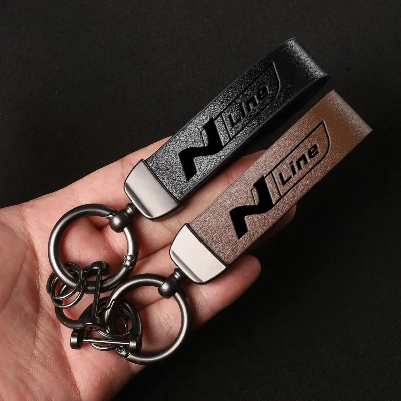 الفاخرة جلد طبيعي المفاتيح سيارة حلقة رئيسية مع شعار لشركة هيونداي إلنترا كونا i10 i20 i30 توكسون سوناتا N خط اكسسوارات السيارات #4