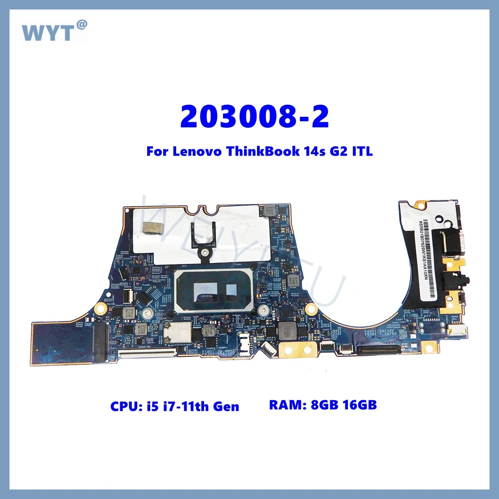 203008-2  Notebook Mainboard With I5-1135G7 I7-1165G7 8GB/16GB-RAM For Lenovo ThinkBook 14s G2 ITL Laptop Motherboard Test OK