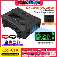 DATOUBOSS 12v 24v to 220V 1200w 2300w Two Voltages Support dc ac Inverter 12v to 220v EU Peak Power 4000W Use for Cars LiFePo4