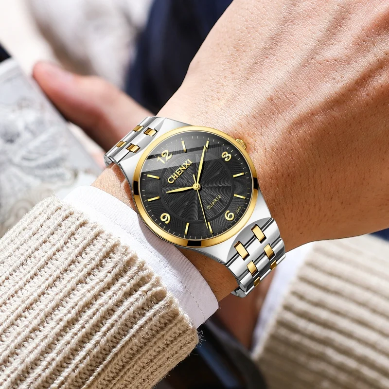 CHENXI-reloj de cuarzo para hombre y mujer, cronógrafo de pulsera, sencillo, fino, resistente al agua, informal, de negocios, para amantes de la moda, 055A