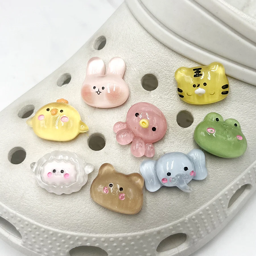 1Pcs Crystal Animal Shoe Charms Accessories Sheep Rabbit Elephant Frog Shoe Upper Pins Decoration Clogs Buckle Kid Party Gift