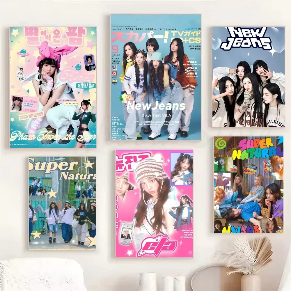1 قطعة مجموعة فتاة K-pop الكورية N-Newjeans N-NJZ ملصق ورقة طباعة غرفة المعيشة المنزلي غرفة نوم مدخل بار مقهى الفن اللوحة #2