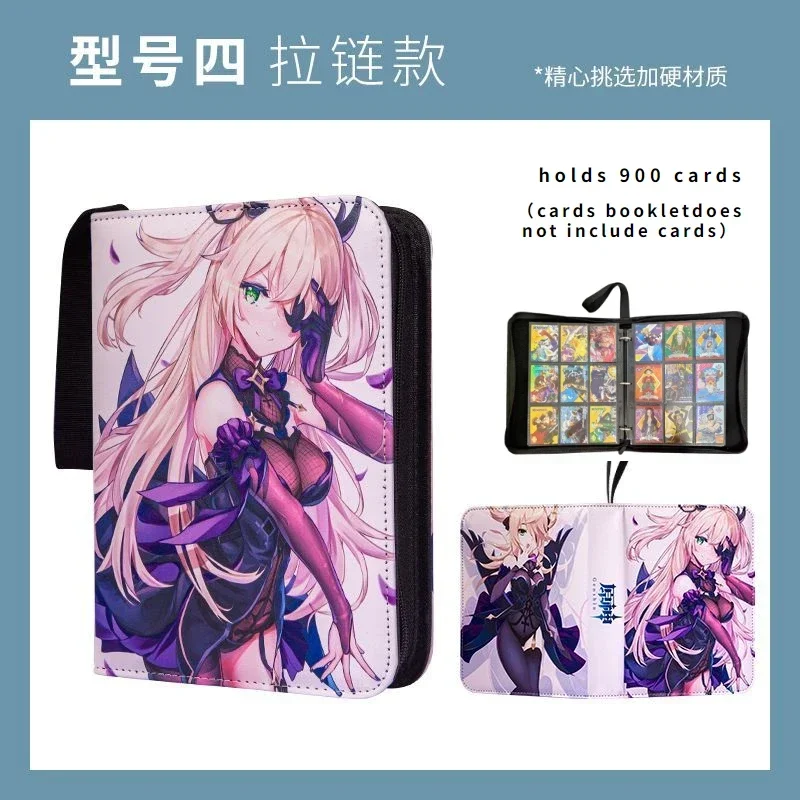 Anime Genshin Impact Card Book, Zipper Binder, Card Book Coleção, 9 compartimentos, Yae Miko, Raiden Shogun, Gan Yu, Presente