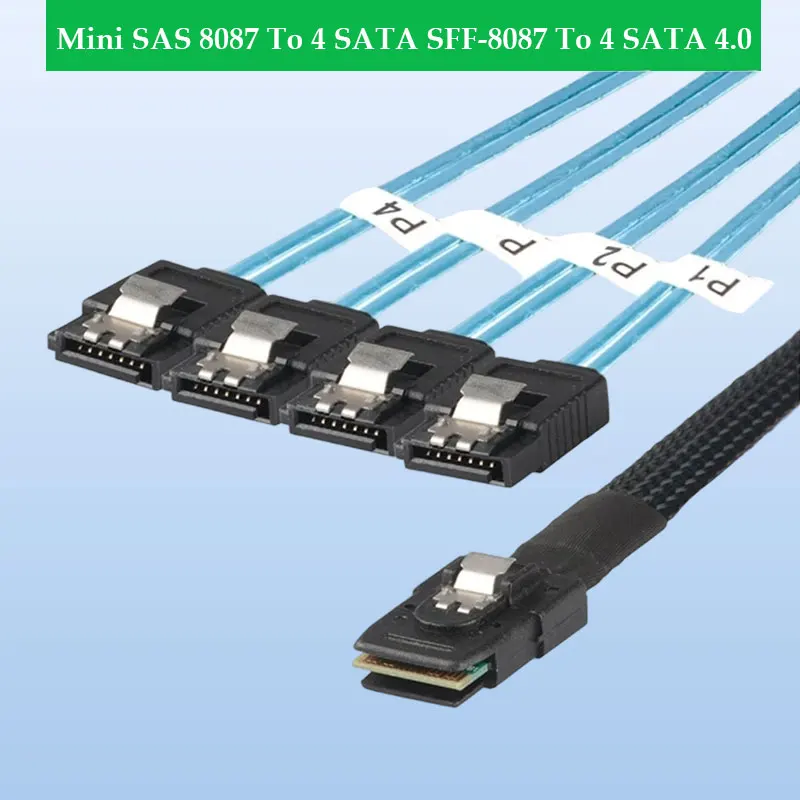 

ADT-Link Mini SAS 8087–4 SATA SFF-8087–4 SATA 4.0, прямой/90 градусов/кабель SSD с левым/правым поворотом