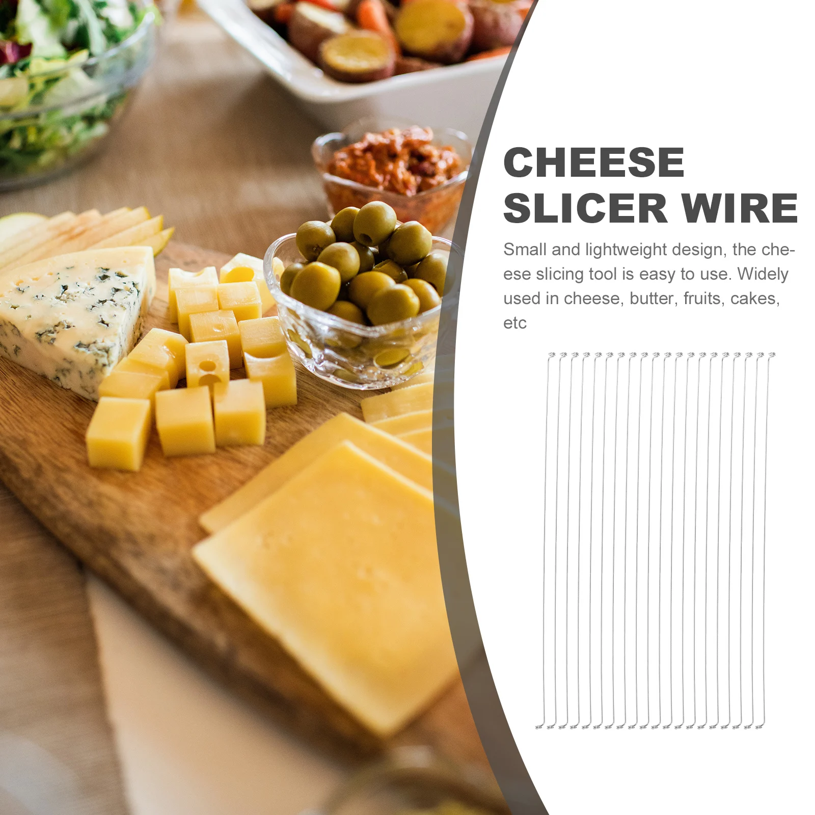 

50pcs Stainless Steel Cheese Slicer Replacement Cutting Wire Ergonomic Handle Butter Fruits Cakes Slicing Handheld Metal Wire