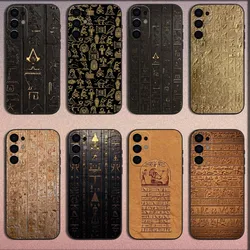 Ancient Egypt Hieroglyph Phone Case For Samsung S25,S24,S21,S22,S23,S30,Ultra,S20,Plus,Fe,Lite,Note,10,9,5G Black Soft Cover