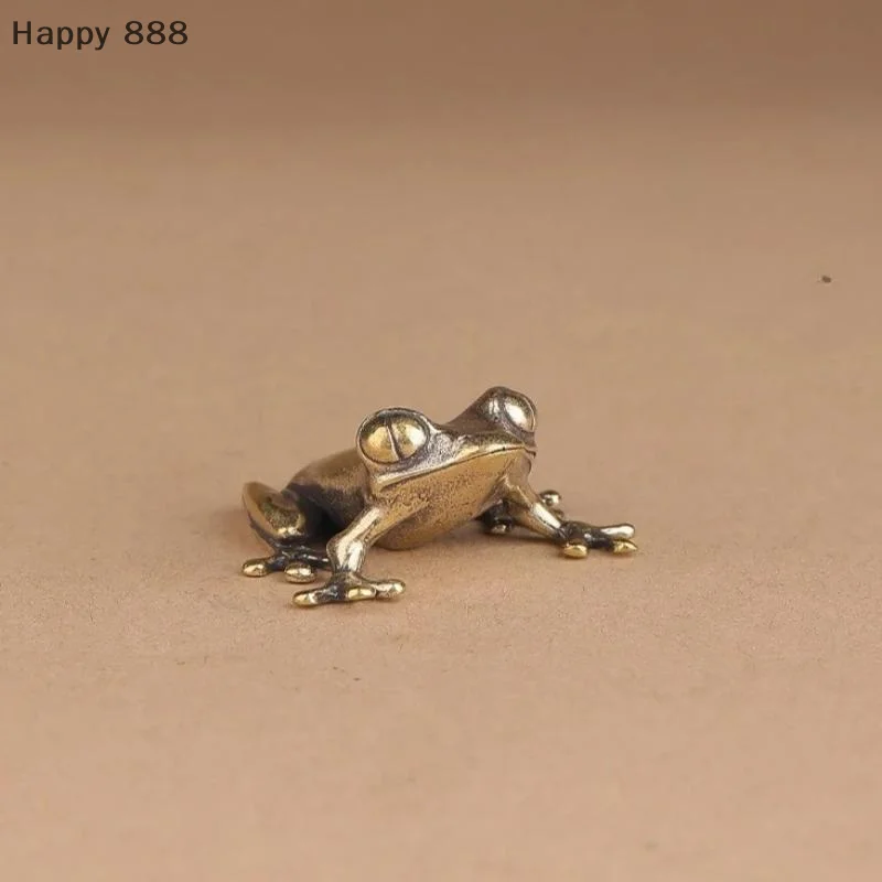 Retro Brass Mini Frog Figurine, Vintage Animal Desktop Ornament For Home Decor And Crafts