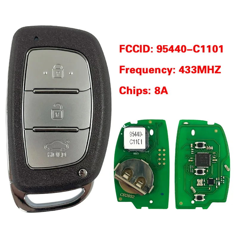 

CN020288 For Hyundai Sonata 2014-2017 Smart Key Remote 3 Buttons 433MHz 95440-C1101 95440-C1100NNA FCCID: CQOFD00120