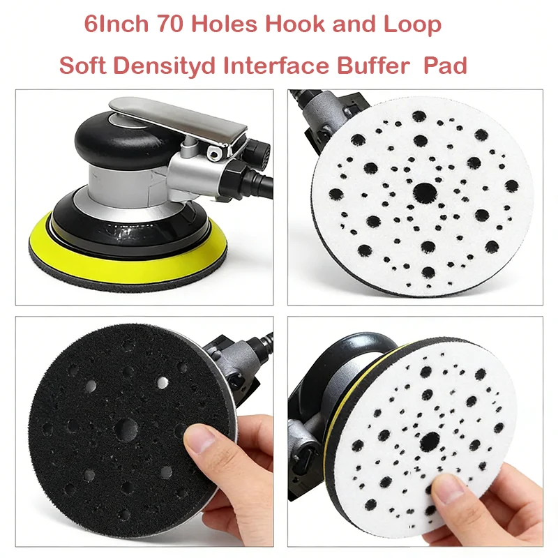6 Inch Hook and Loop Soft Sponge Cushion Interface Buffer Pad 1/4 Pcs Providing Reliable Replacements for Extended Sanding