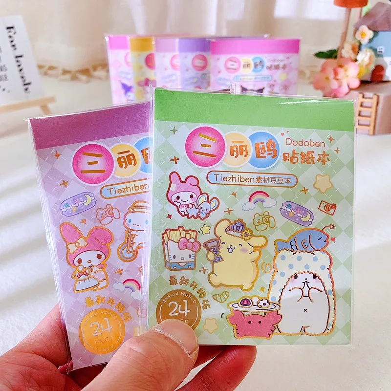 Sanrio 20pcs Stationery Sticker Kawaii Children'S Cartoon Material Peas Sticker This Mini Notebook Diy Stickers Japanese Gift