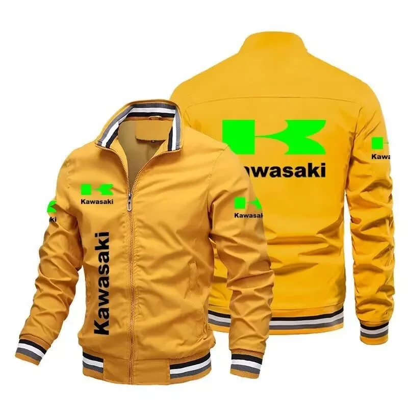 2024 Men\'s Jacket Motorcycle Jacket Casual Windproof Jacket Racing Jacket Plus Size Kawasaki Sports Shirt Tops