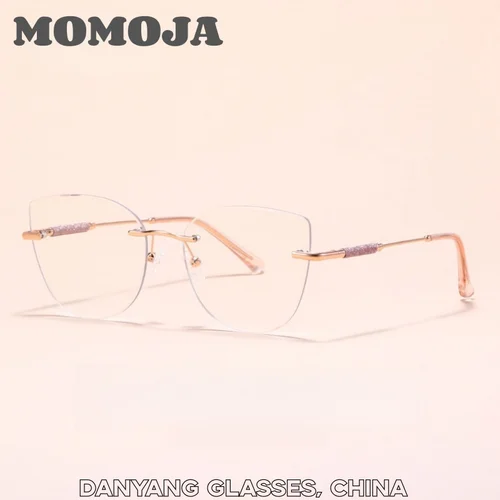 MOMOJA moda Anti luz azul sin montura ojos de gato gafas transparentes para mujer con dioptrías más montura de gafas para mujer 79002